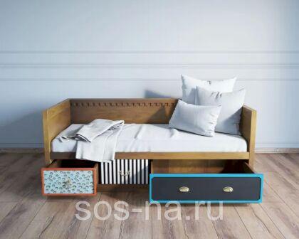 Кровать-кушетка "Gouache" с ящиками арт M10509К