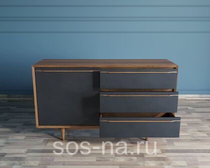 Комод "Brun Black" с ящиками и дверкой