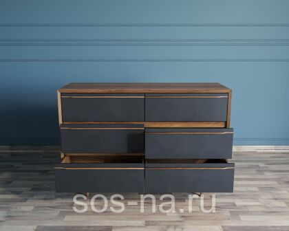 Комод "Bruni Black" с шестью ящиками