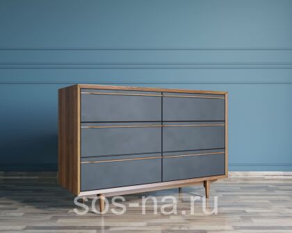 Комод "Bruni Black" с шестью ящиками