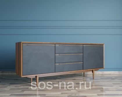 Комод "Brun Black" с тремя ящиками и дверками