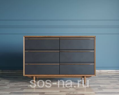 Комод "Bruni Black" с шестью ящиками