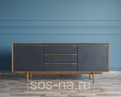 Комод "Brun Black" с тремя ящиками и дверками