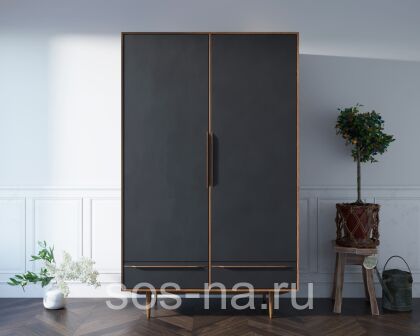 Шкаф двустворчатый "Bruni Black" с двумя ящиками