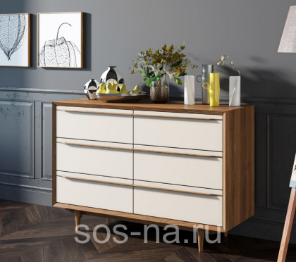 Комод "Bruni white" с шестью ящиками BR05WH