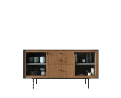 Комод две стеклянные дверки и три ящика "Emerson" EM14