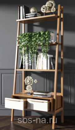 Узкий стеллаж "Bruni white" с двумя ящиками BR30WH