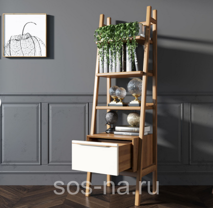 Узкий стеллаж "Bruni white" с открытыми полками BR29WH