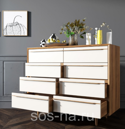 Комод "Bruni white" на восемь ящиков BR06WH