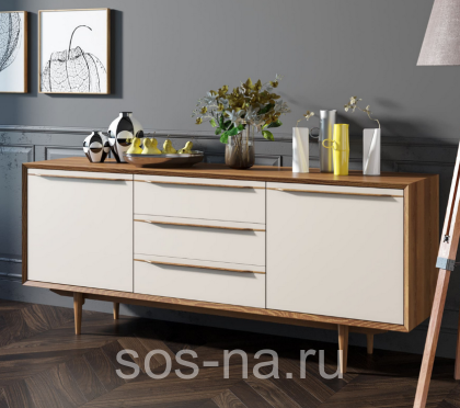 Комод "Bruni white" с тремя ящиками и дверками BR-03WH