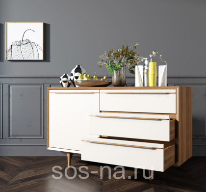 Комод "Bruni white" с ящиками и дверкой BR-02WH