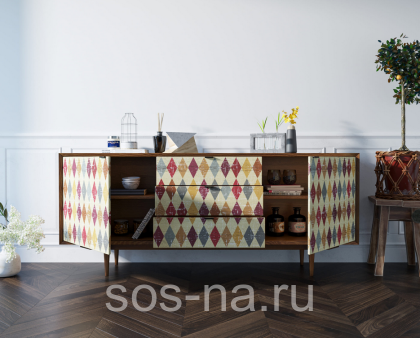 Комод "Bruni print" с тремя ящиками и дверками BR-03P