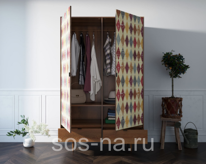 Шкаф двустворчатый "Bruni print" с двумя ящиками BR27/2P