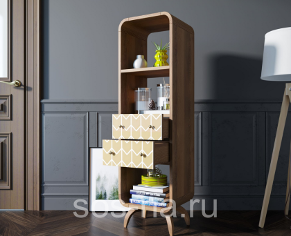 Стеллаж "Ellipse print" узкий с ящиками принт 1 EL17