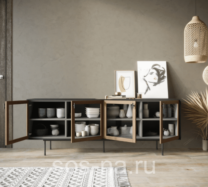 Комод с четыремя стеклянными дверками "Emerson" EM12