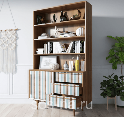 Стеллаж "Bruni print 1" с дверками BR-01