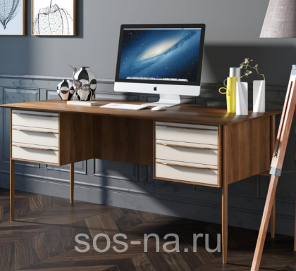 Рабочий письменный стол "Bruni white" с ящиками BR47WH