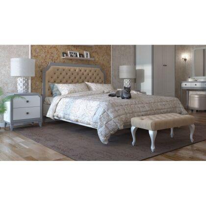 Кровать София с мягкой спинкой каретная стяжка