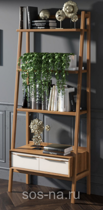 Узкий стеллаж "Bruni white" с двумя ящиками BR30WH