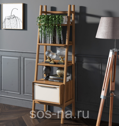 Узкий стеллаж "Bruni white" с открытыми полками BR29WH