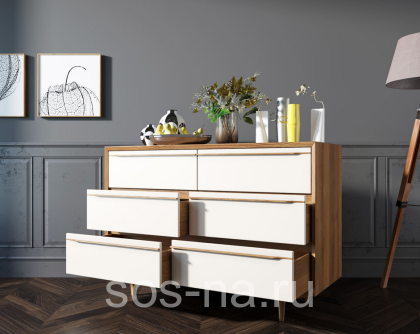 Комод "Bruni white" с шестью ящиками BR05WH