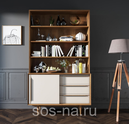 Стеллаж "Bruni White" с дверками BR-01WH