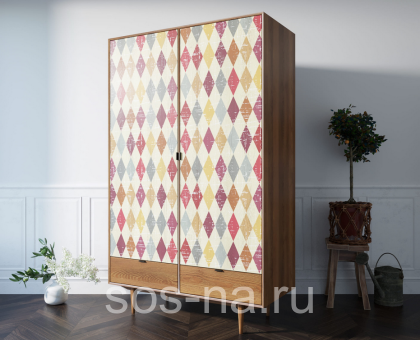 Шкаф двустворчатый "Bruni print" с двумя ящиками BR27/2P