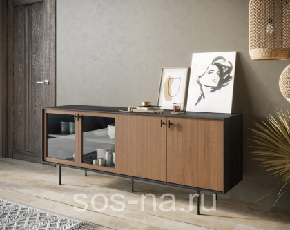 Комод со стеклянными и глухими дверками "Emerson" EM13