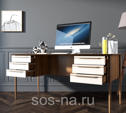 Рабочий письменный стол "Bruni white" с ящиками BR47WH