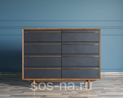 Комод "Bruni Black" на восемь ящиков