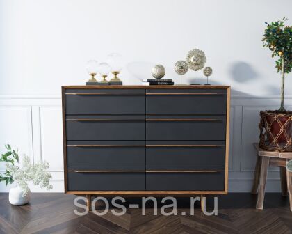 Комод "Bruni Black" на восемь ящиков