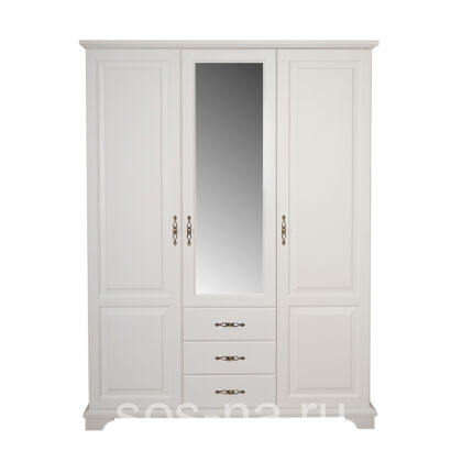 Шкаф 3х ств. с ящ. и зеркалом Брусно