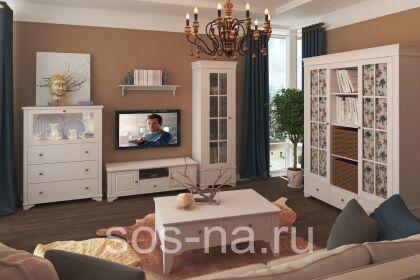 Шкаф 3х дверный со стеклянными дверями Бейли