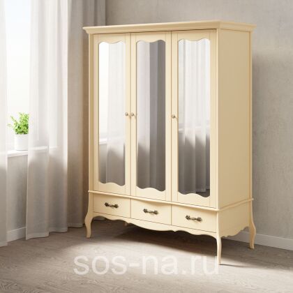 Шкаф 3х дверный с зеркальными дверями Лебо