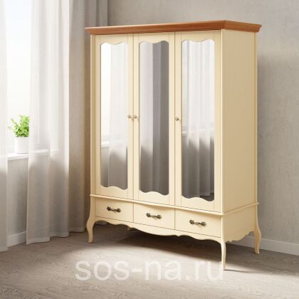 Шкаф 3х дверный с зеркальными дверями Лебо