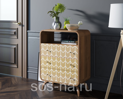 Высокий комод "Ellipse print" с тремя ящиками принт 1 EL04