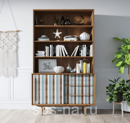 Стеллаж "Bruni print 1" с дверками BR-01