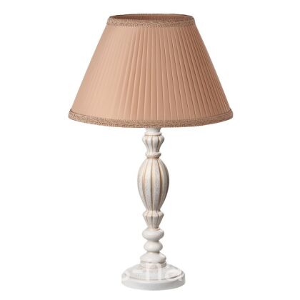 Лампа настольная Севенна выбеленный дуб/золото с абажюром из шелка