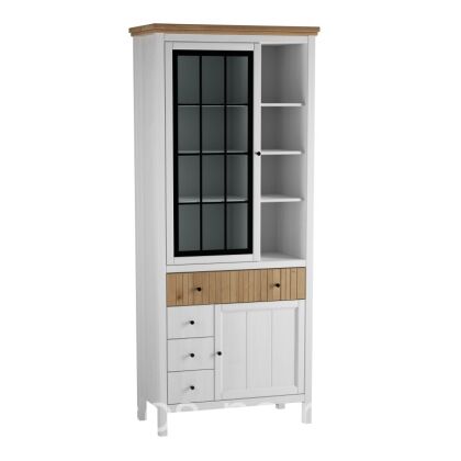 Шкаф для посуды Сканди с ящиками (1 стеклянная и 1 глухая дверь)