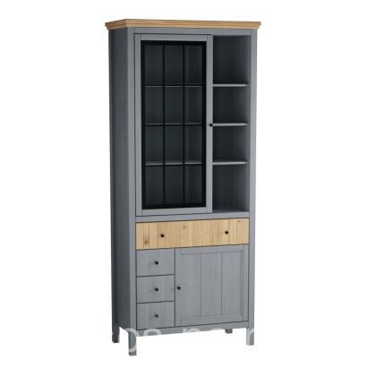 Шкаф для посуды Сканди с ящиками (1 стеклянная и 1 глухая дверь)