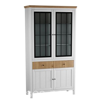 Шкаф для посуды Сканди с ящиками (2 глухие двери 2 стеклянные двери)