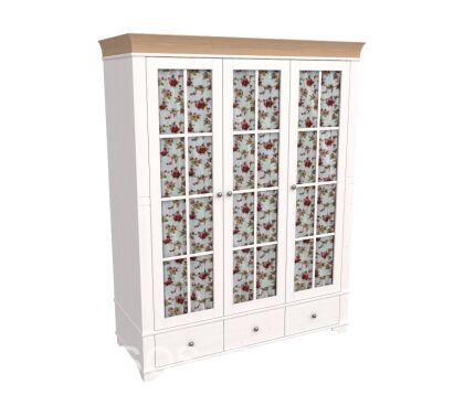 Шкаф 3х дверный со стеклянными дверями Бейли