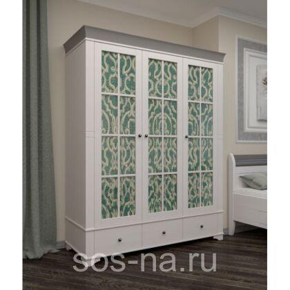 Шкаф 3х дверный со стеклянными дверями Бейли