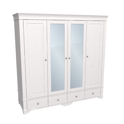 Шкаф 4х дверный Бейли с 2-мя глухими и 2-мя зеркальными дверями