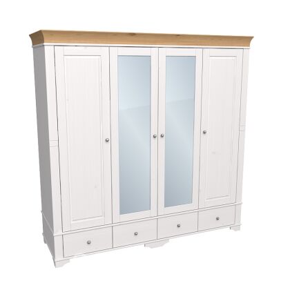 Шкаф 4х дверный Бейли с 2-мя глухими и 2-мя зеркальными дверями