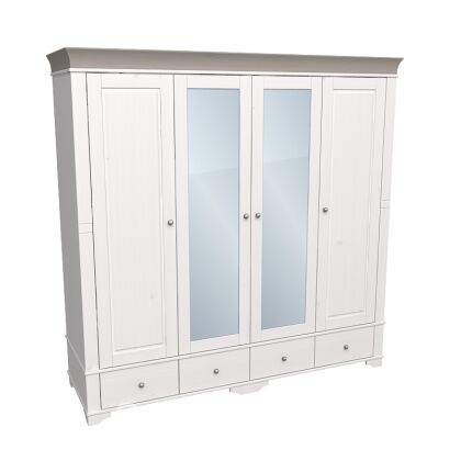 Шкаф 4х дверный Бейли с 2-мя глухими и 2-мя зеркальными дверями