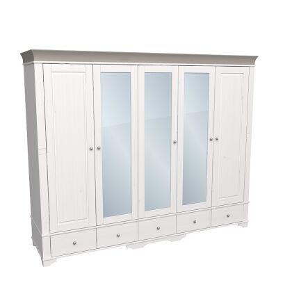 Шкаф 5-ти дверный Бейли с 2-мя глухими и 3-мя зеркальными дверями