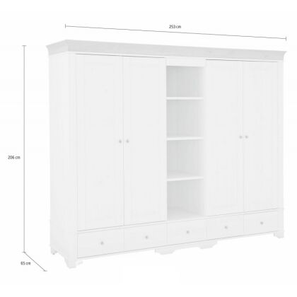 Шкаф 5 дверный с 4 глухими дверями и полками