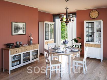 Тумба Сканди (3 стеклянных двери и 3 ящика)