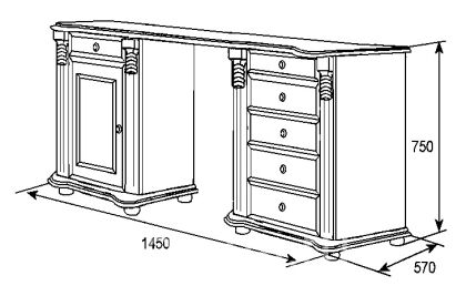 Стол Балтика 32 двухтумбовый